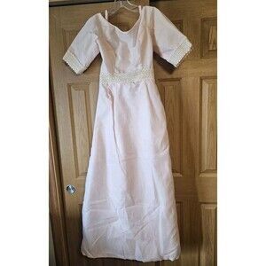 Vintage Lorrie Deb Pastel Pink Dress Small Removable Train With Flower On Back